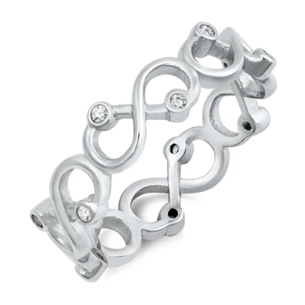 Sterling Silver CZ Ring – Infinity Design (Size 8)